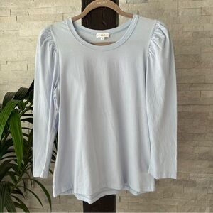 A.L.C Light Blue Cotton Puff Shoulder Long Sleeve Top Blouse Size Small